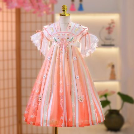 Vestido super popular para meninas, elegante e sofisticado, estilo pintura a óleo.