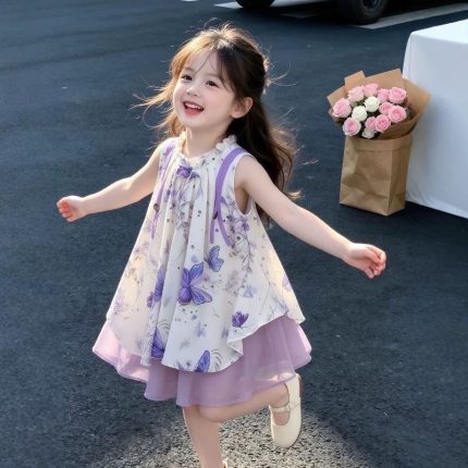 Um estilo de princesa de verão doce e fresco para fotografia infantil de alta qualidade.