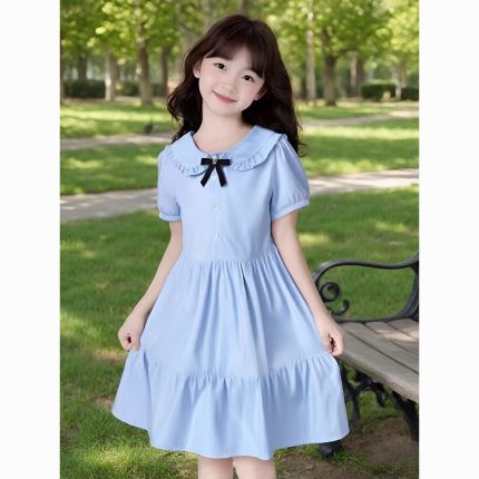 70Vestido infantil azul da moda