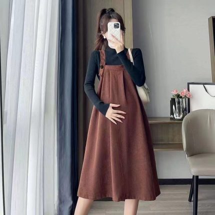 088Vestido marrom elegante e versátil