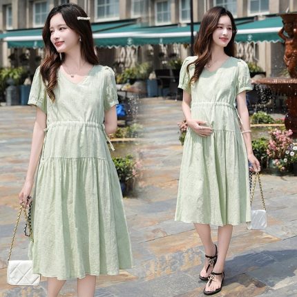 077Vestido verde, moderno e versátil