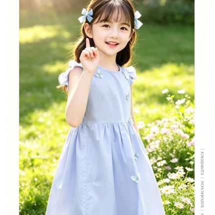 69Vestido infantil azul da moda