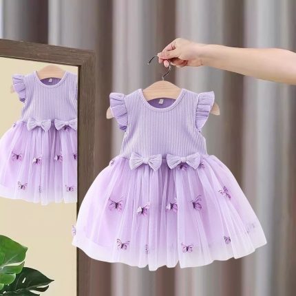 95Vestido infantil roxo elegante e estiloso
