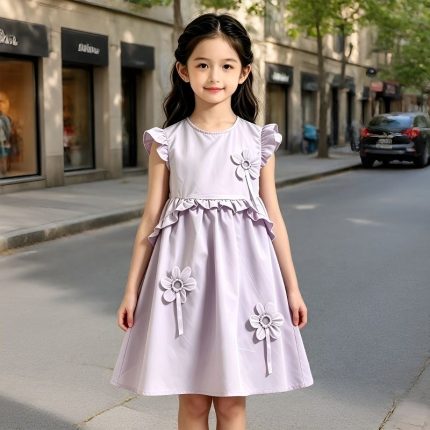 90Vestido infantil roxo elegante e estiloso