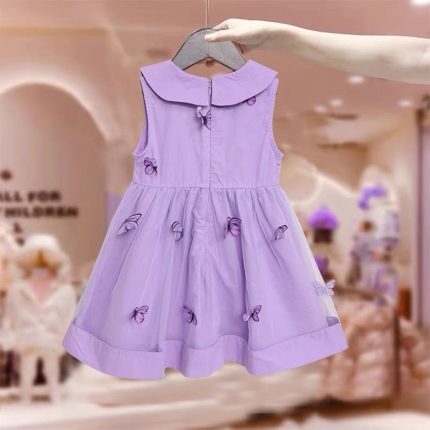 92Vestido infantil roxo elegante e estiloso