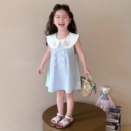 68Vestido infantil azul da moda
