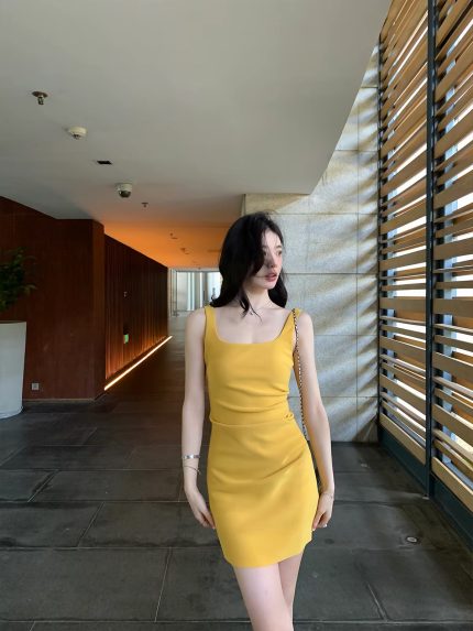 Yellow sexy summer dress